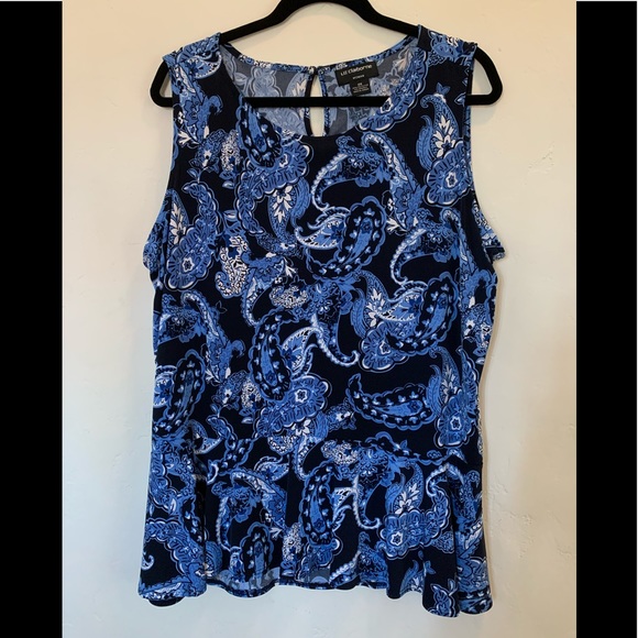 Liz Claiborne Tops - Liz Claiborne Blue Plus Size Sleeveless Blouse with Ruffle - OX